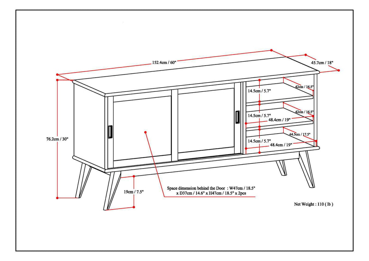 Draper - Handcrafted Mid Century Low TV Media Stand