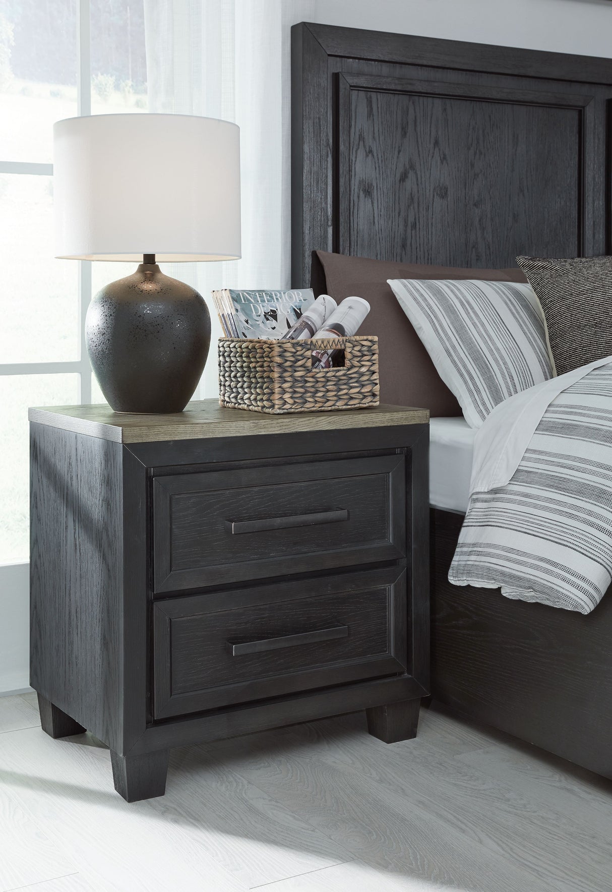 Foyland - Black / Brown - Two Drawer Night Stand by Signature Design by Ashley® | Bel Furniture