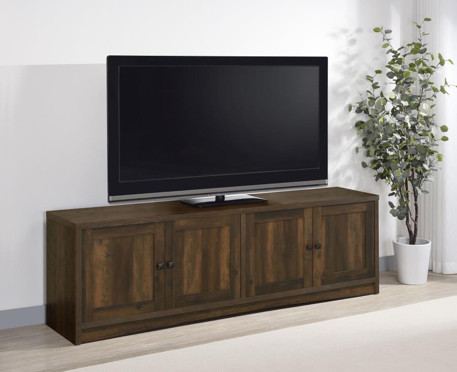 Laughlin - 4 Door Engineered Wood TV Stand - Dark Pine by CoasterEveryday | Bel Furniture