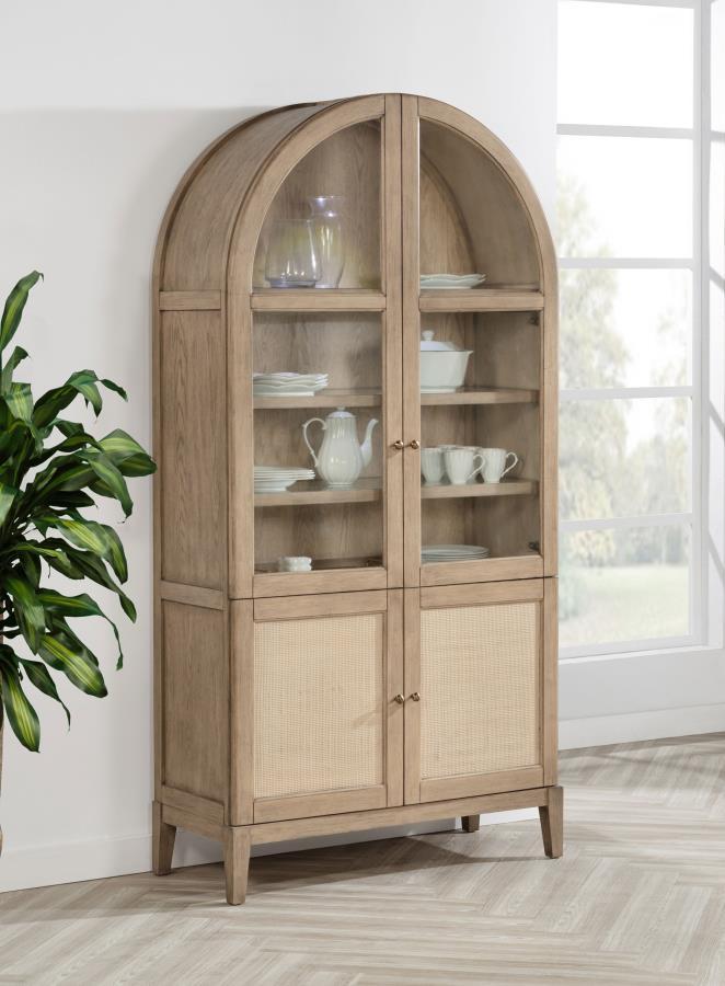 Kailani - 4-Door Cane Dining Vitrine Display Cabinet - Beige Oak by Coaster Fine Furniture | Bel Furniture