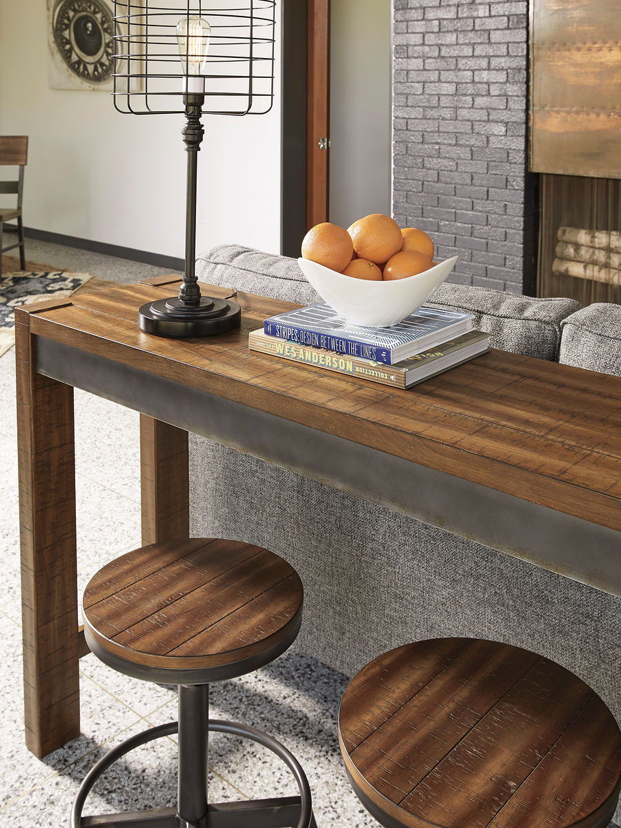 Torjin - Dark Brown - 3 Pc. - Long Counter Table, 2 Stools by Signature Design by Ashley® | Bel Furniture