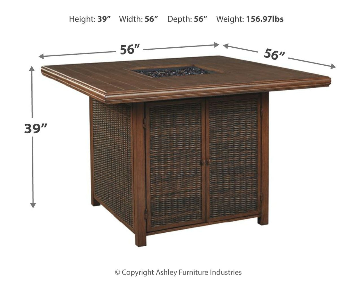 Paradise Trail - Medium Brown - Square Bar Table w/Fire Pit by Signature Design by Ashley® | Bel Furniture