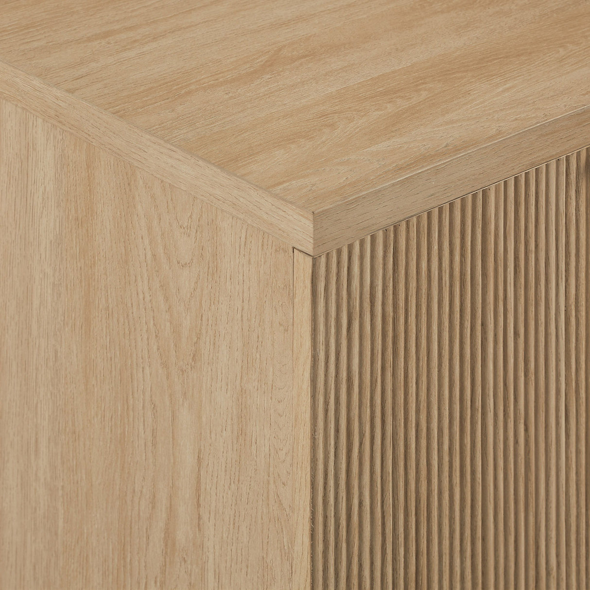 Modern Scandi Fluted Door Storage Console - Coastal Oak by Walker Edison | Bel Furniture