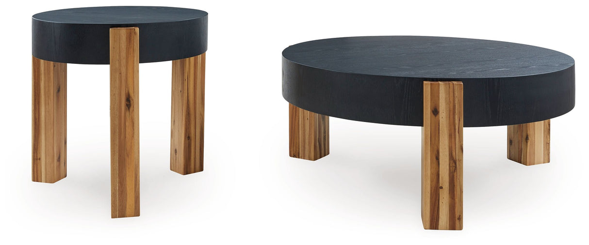 Breenmore - Black / Natural - Occasional Table Set (Set of 2) by Signature Design by Ashley® | Bel Furniture