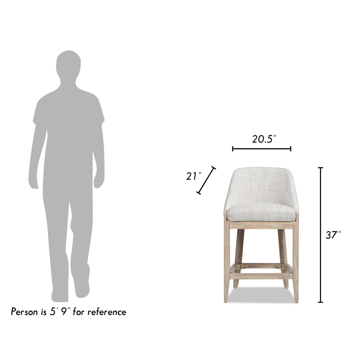 Newport - Coastal Curved Back Upholstered Counter Stool - Two Tone Neutral Gray by Jennifer Taylor Home | Bel Furniture