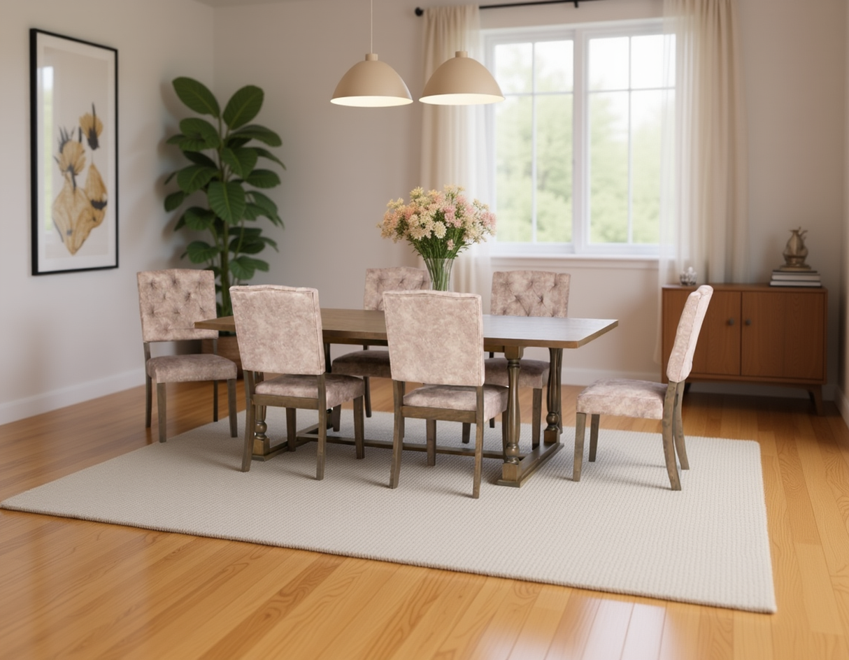 Greystone 7-Piece Dining Room Set with Upholstered Tufted Chairs