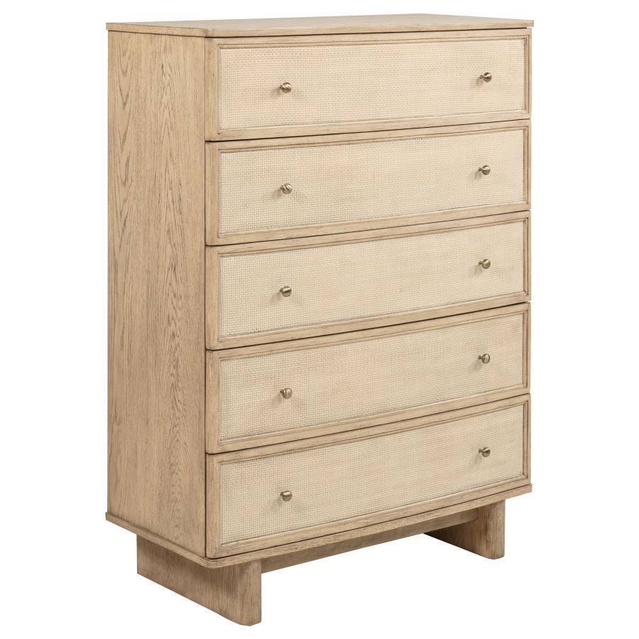 Kailani - 5-Drawer Bedroom Chest Of Drawers - Beige Oak by Coaster Fine Furniture | Bel Furniture
