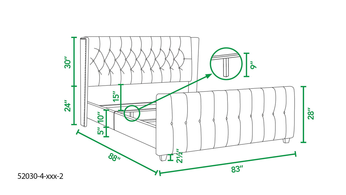 David - King Tufted Wingback Bed - Dark Charcoal Gray by Jennifer Taylor Home | Bel Furniture