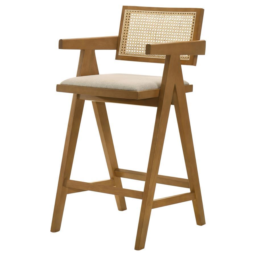 Kane - Woven Rattan Wood Bar Chair (Set of 2) - Light Walnut by Coaster Fine Furniture | Bel Furniture