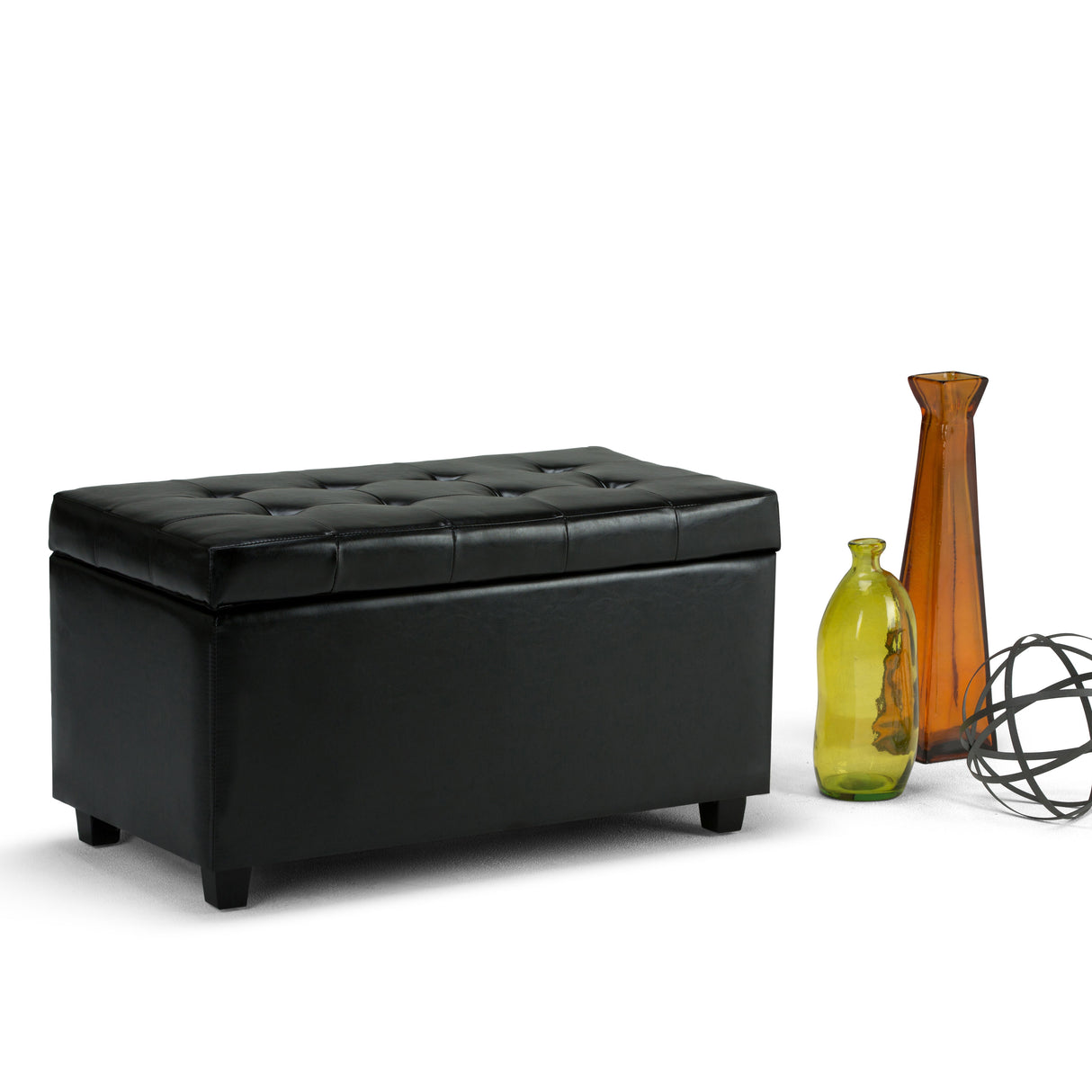 Cosmopolitan - Storage Ottoman - Midnight Black by Simpli-Home | Bel Furniture
