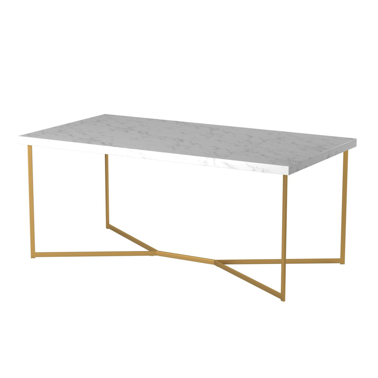 Modern Glam Metal And Faux Marble Coffee Table by Walker Edison | Bel Furniture