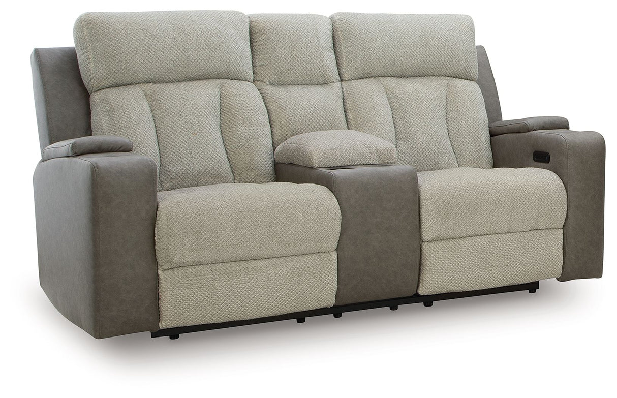 WhipLash - Sisal - Power Reclining Loveseat With Console / Adj Headrest by Signature Design by Ashley® | Bel Furniture