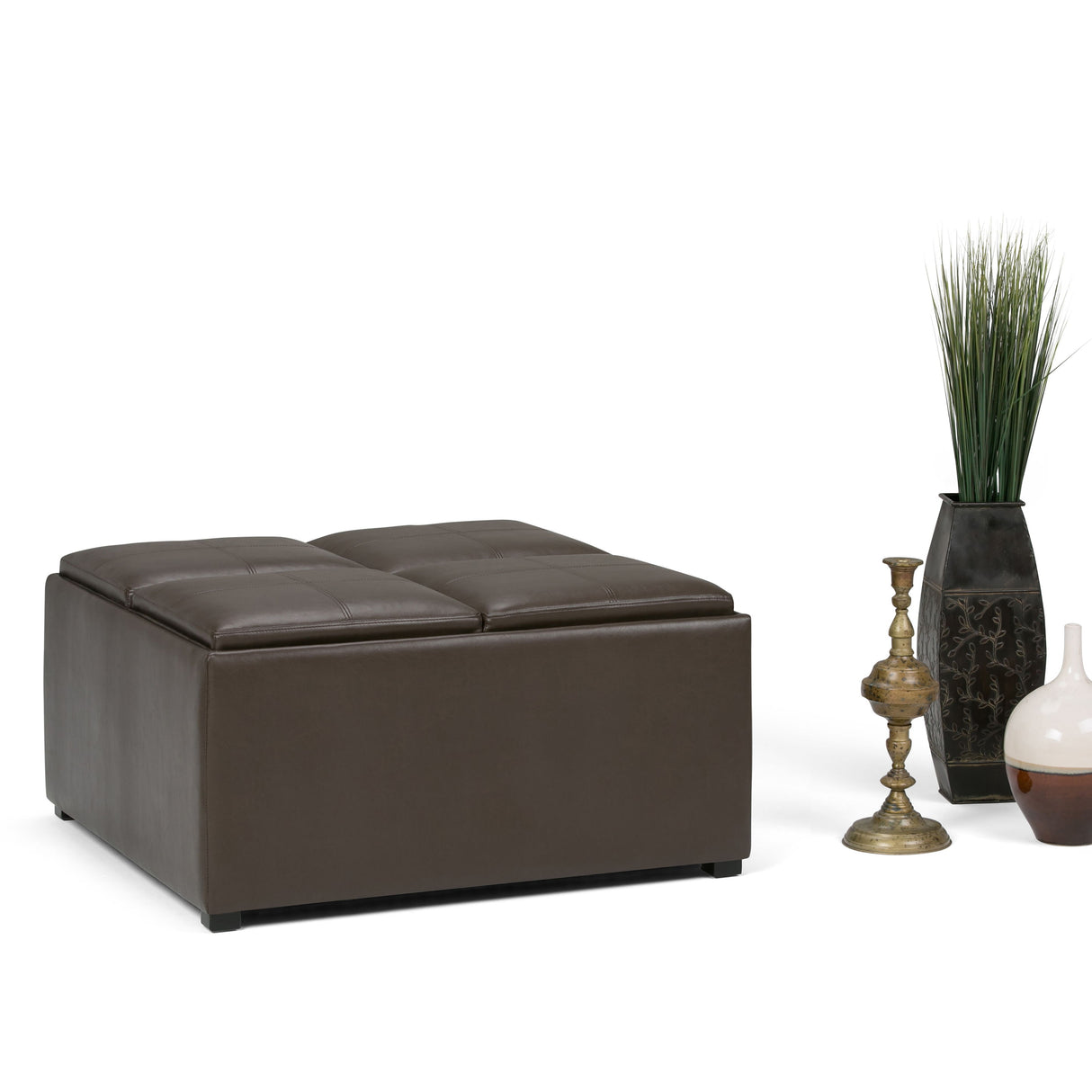 Avalon - Square Coffee Table, Storage Ottoman by Simpli-Home | Bel Furniture