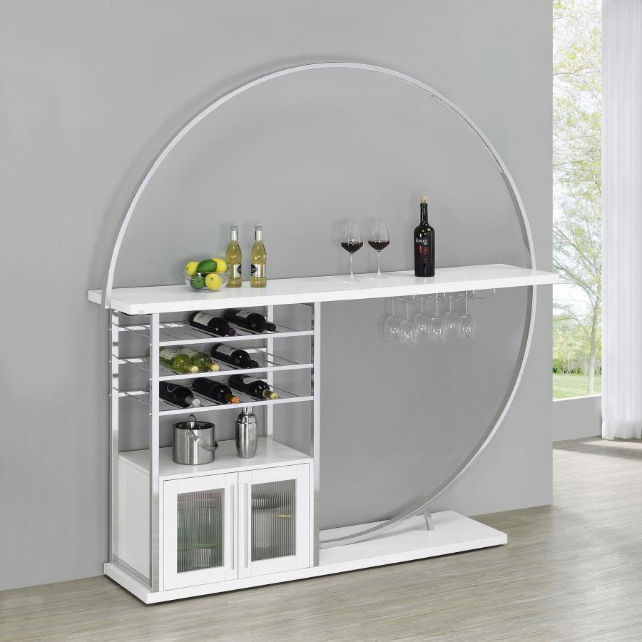 Risley - 2-Door Circular LED Home Bar With Wine Storage by Coaster Fine Furniture | Bel Furniture