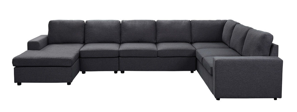 Hayden - Linen 7 Seat Reversible Modular Sectional Sofa Chaise by Lilola Home | Bel Furniture