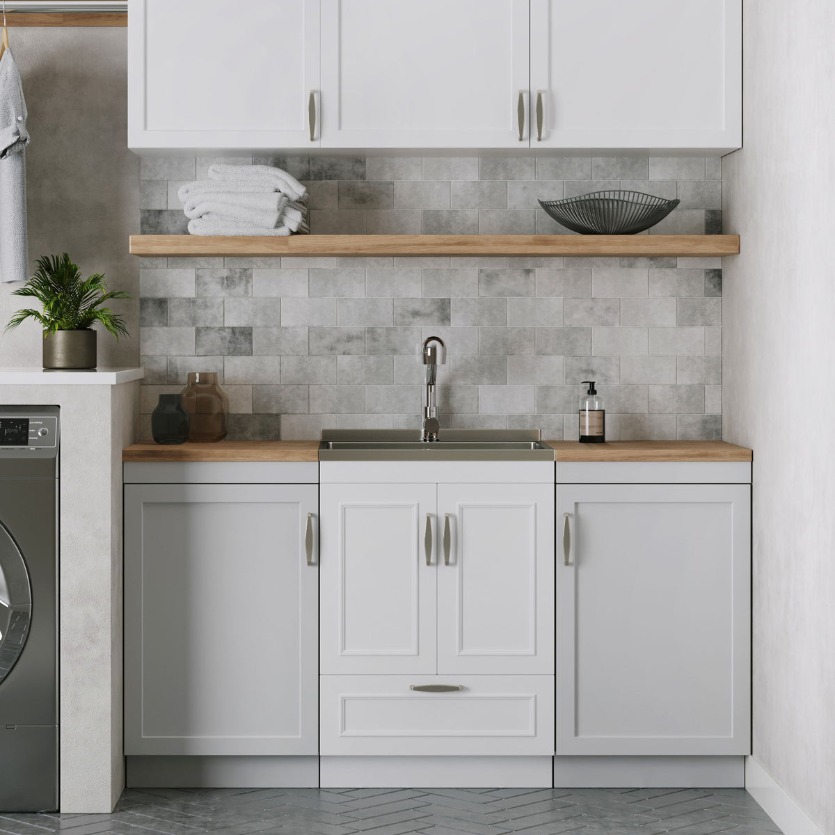 Cardinal - Laundry Cabinet With Faucet And Sink - White - Wood