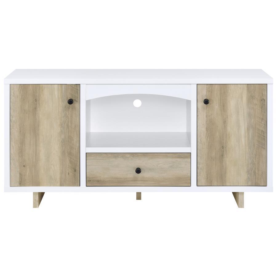 Dalton - 2 Door Storage Credenza - White And Distressed Pine by CoasterEveryday | Bel Furniture