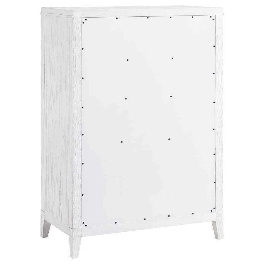 Marielle - 5-Drawer Bedroom Chest - Distressed White by CoasterEveryday | Bel Furniture