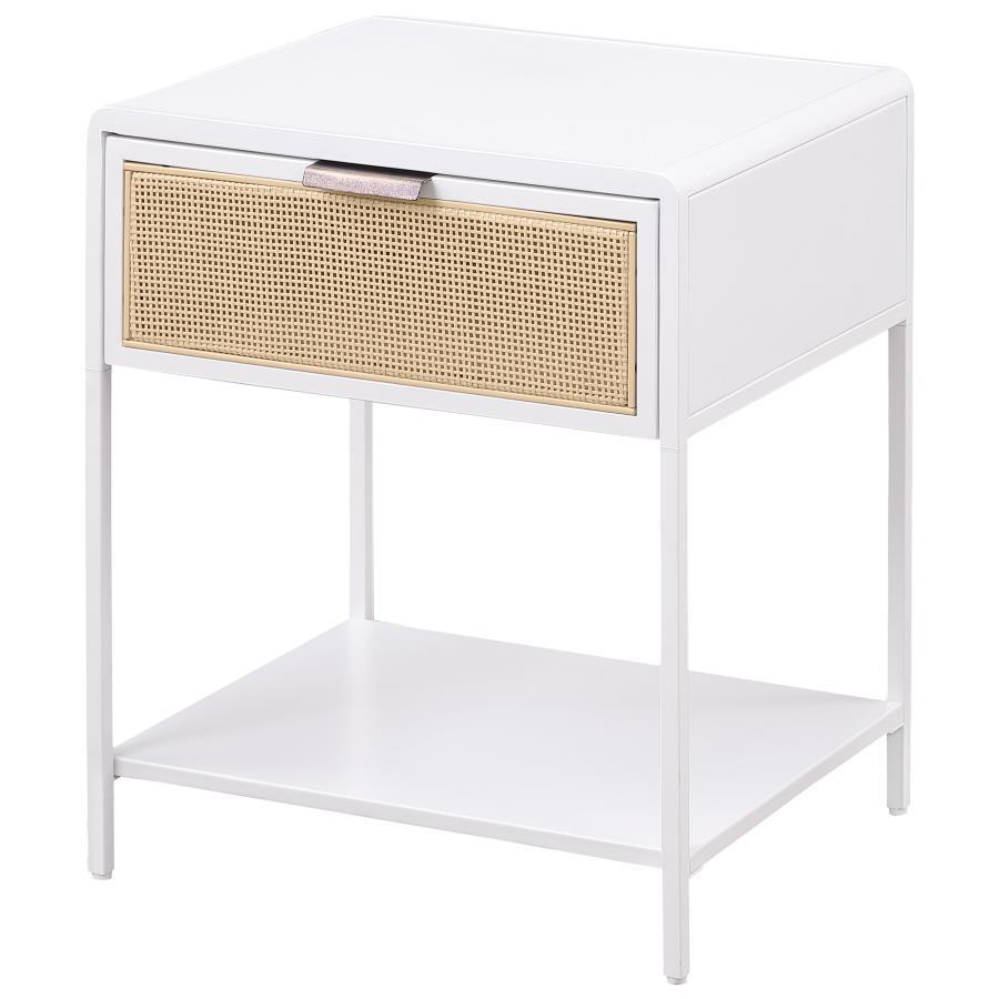 Amherst - 1-Drawer Radio Weave Rattan Metal Side Table by Coaster Fine Furniture | Bel Furniture