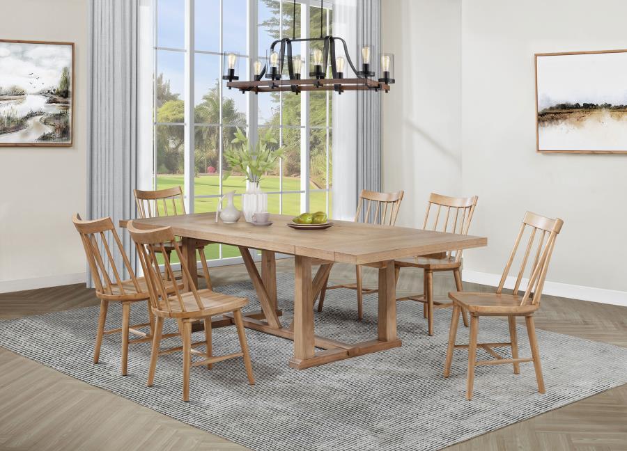 Middleton - 106" Extension Leaf Dining Set Light Brown 7 Pc. Table, 6 Chairs by Coaster Fine Furniture | Bel Furniture