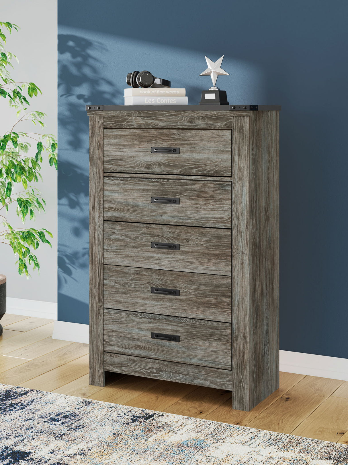 Frandern - Gray - Five Drawer Chest by Signature Design by Ashley® | Bel Furniture