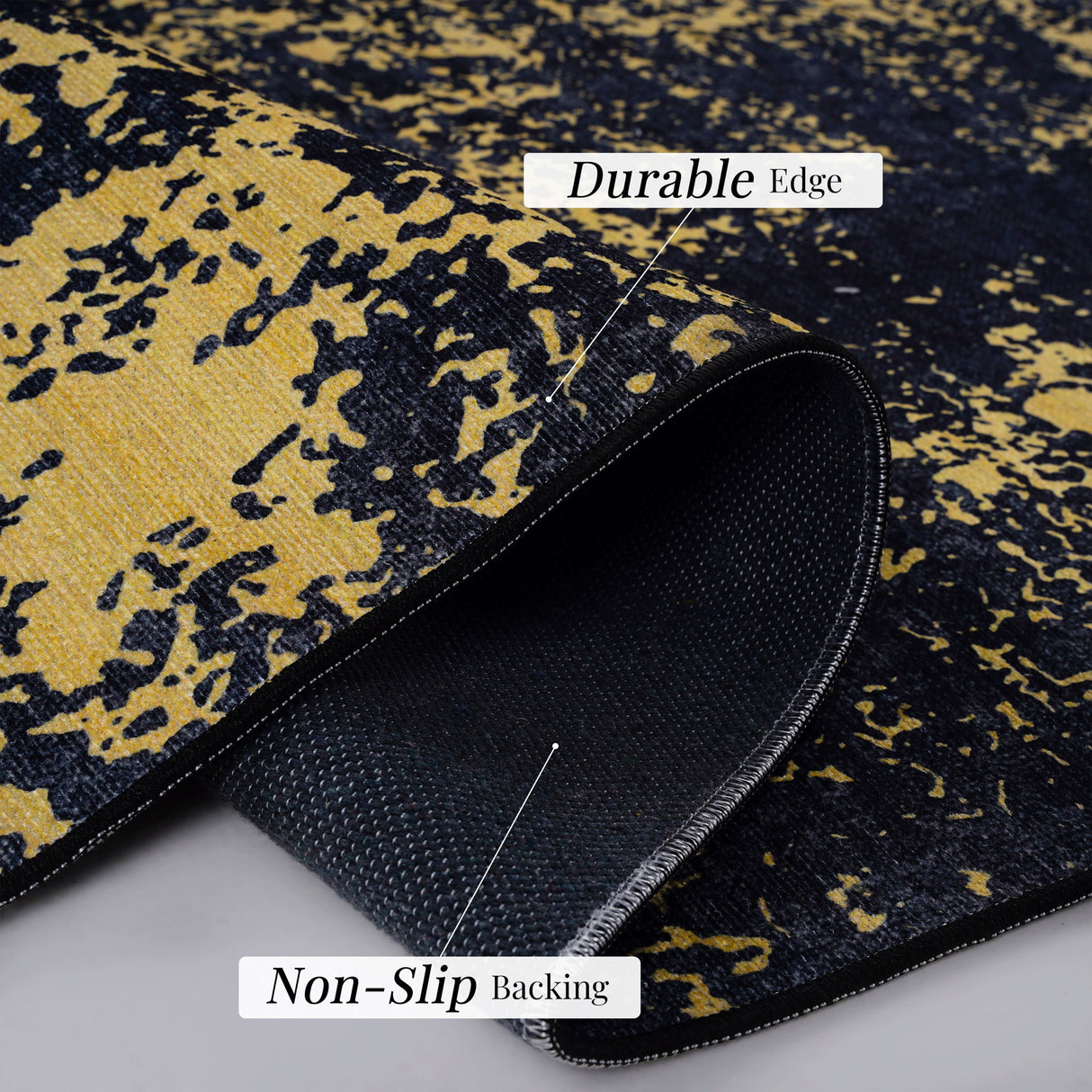 Maval - 6' X 9' Washable Area Rug - Black / Gold