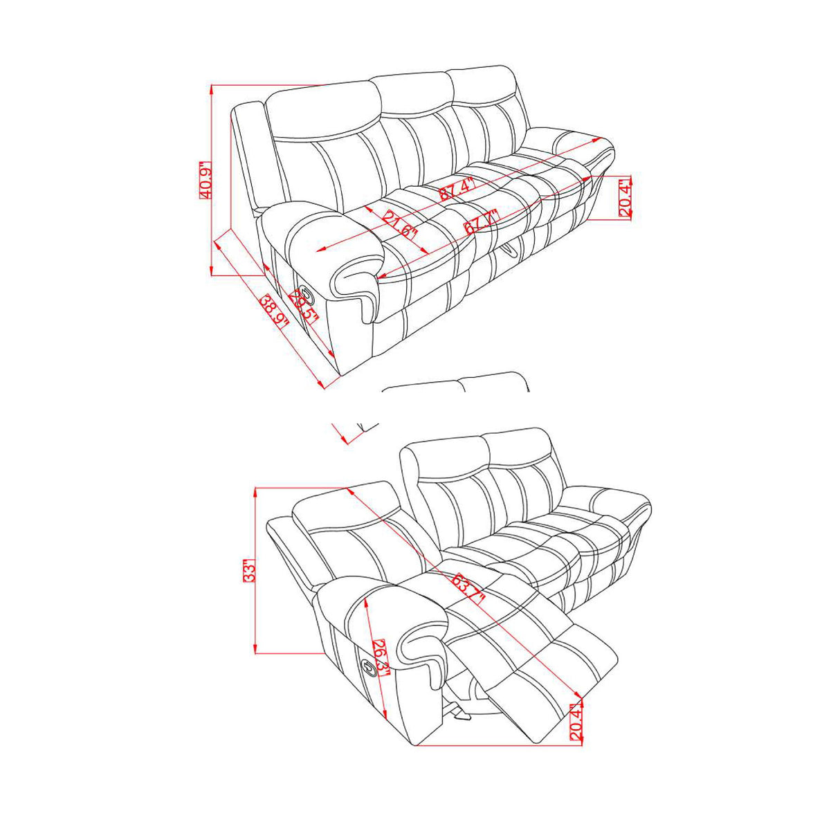 Jimny - Domino Power Reclining Sofa