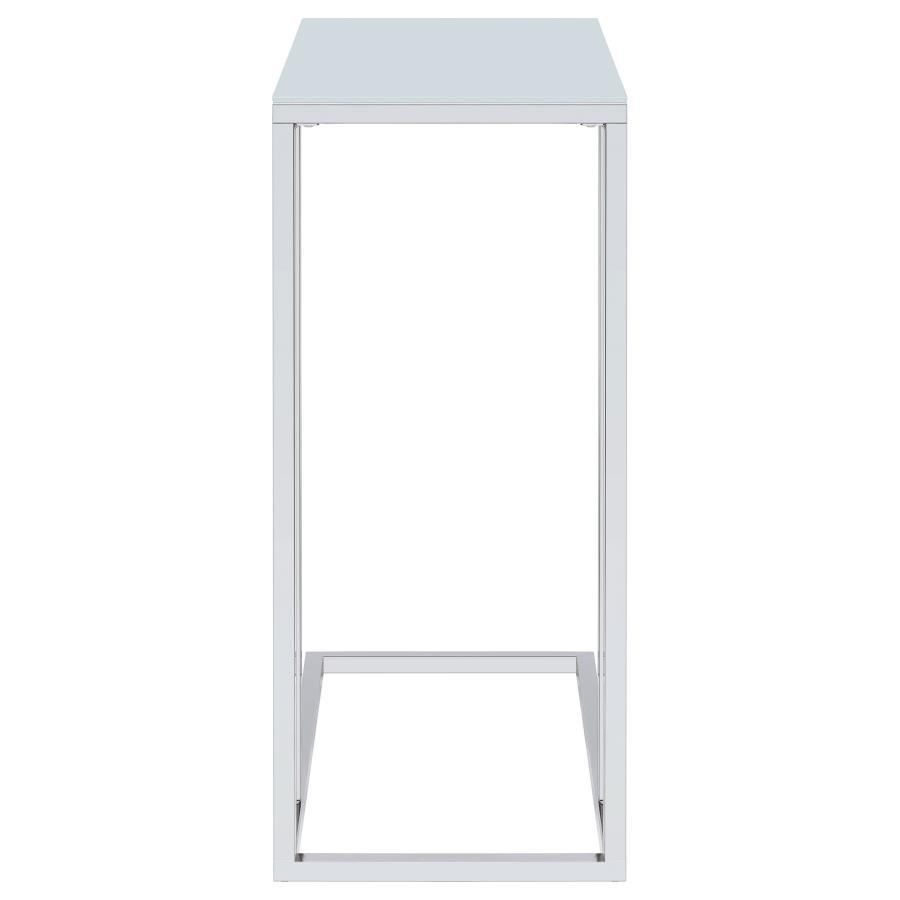 Stella - Glass Top C-Shaped Sofa Side Table - Chrome by CoasterEveryday | Bel Furniture