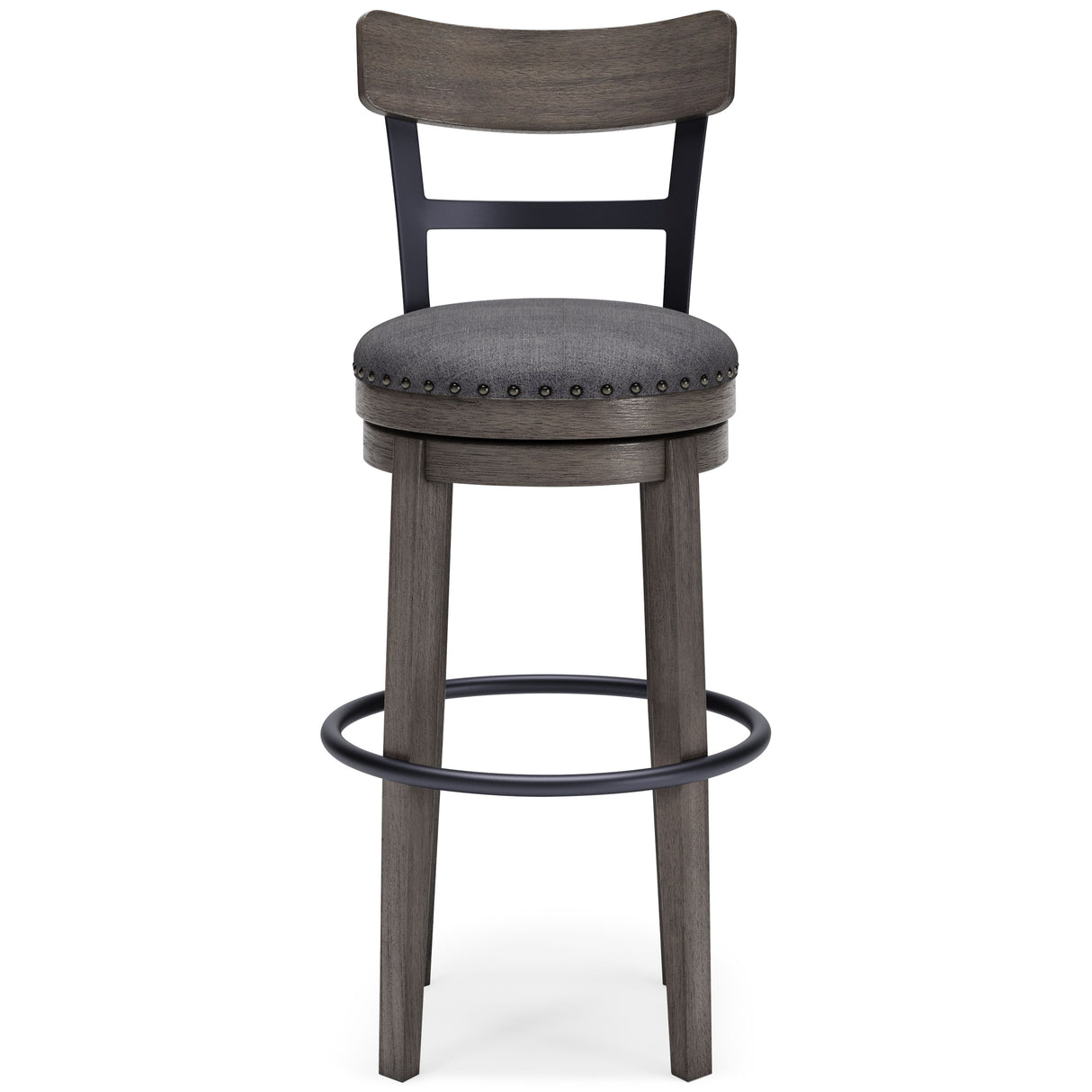 Caitbrook - Gray - Tall UPH Swivel Barstool by Signature Design by Ashley® | Bel Furniture