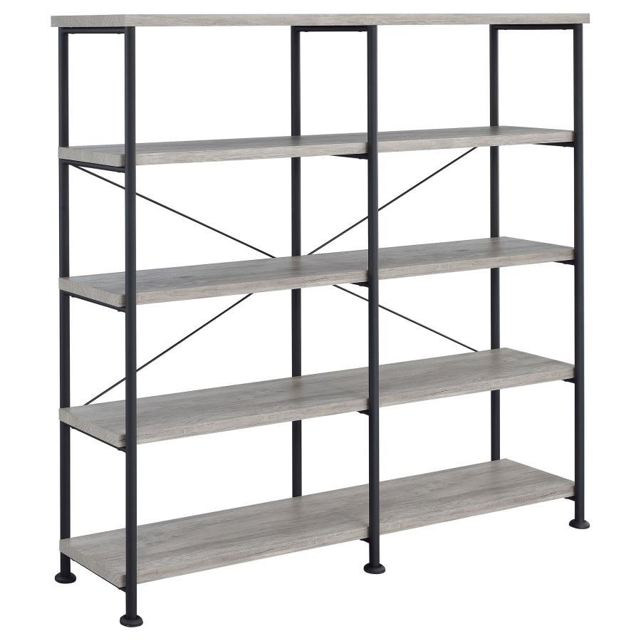 Analiese - 4-Shelf Double Bookshelf Dark Gray by CoasterEveryday | Bel Furniture
