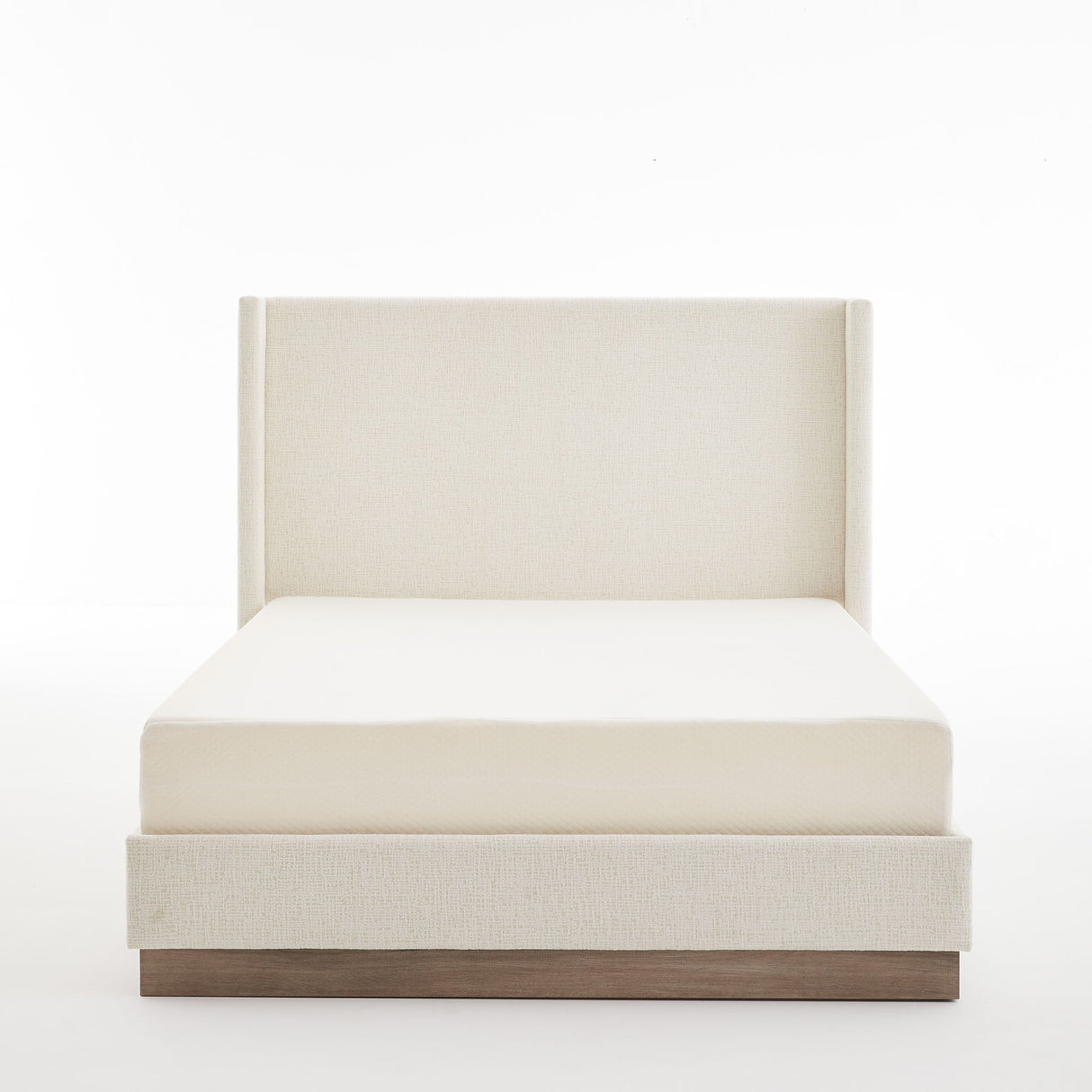 Hosford - Minimalist Upholstered Wingback Bed With Wood Base Platform
