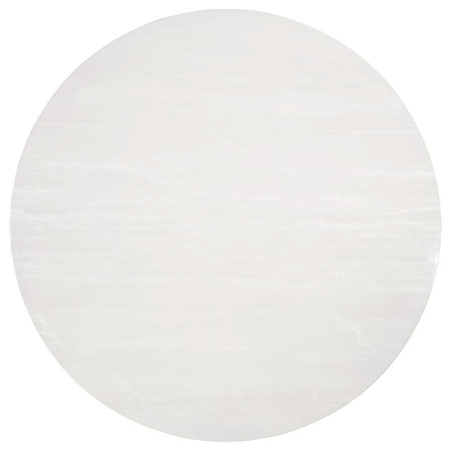 Gwynn - Round Marble Stainless Steel Dining Table - Gold by Coaster Fine Furniture | Bel Furniture