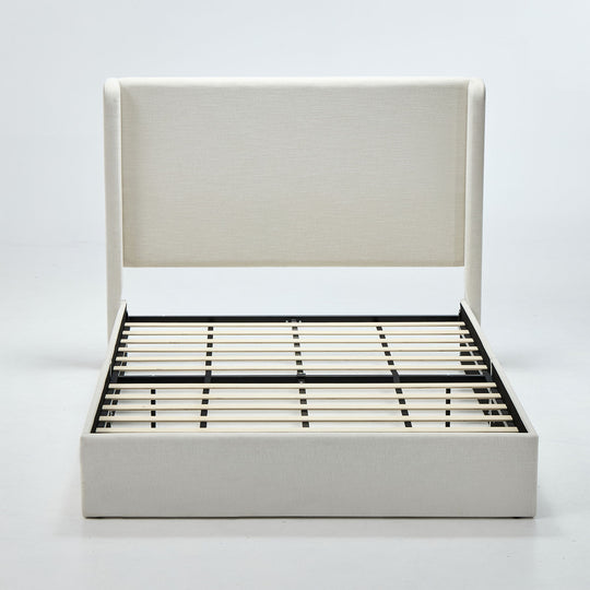 Carmen - Minimalist Upholstered Wingback Bed Frame With High Headboard