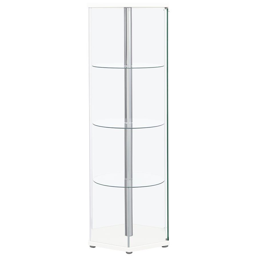 Zahavah - 4-Shelf Hexagonal Clear Glass Curio Cabinet by CoasterEveryday | Bel Furniture
