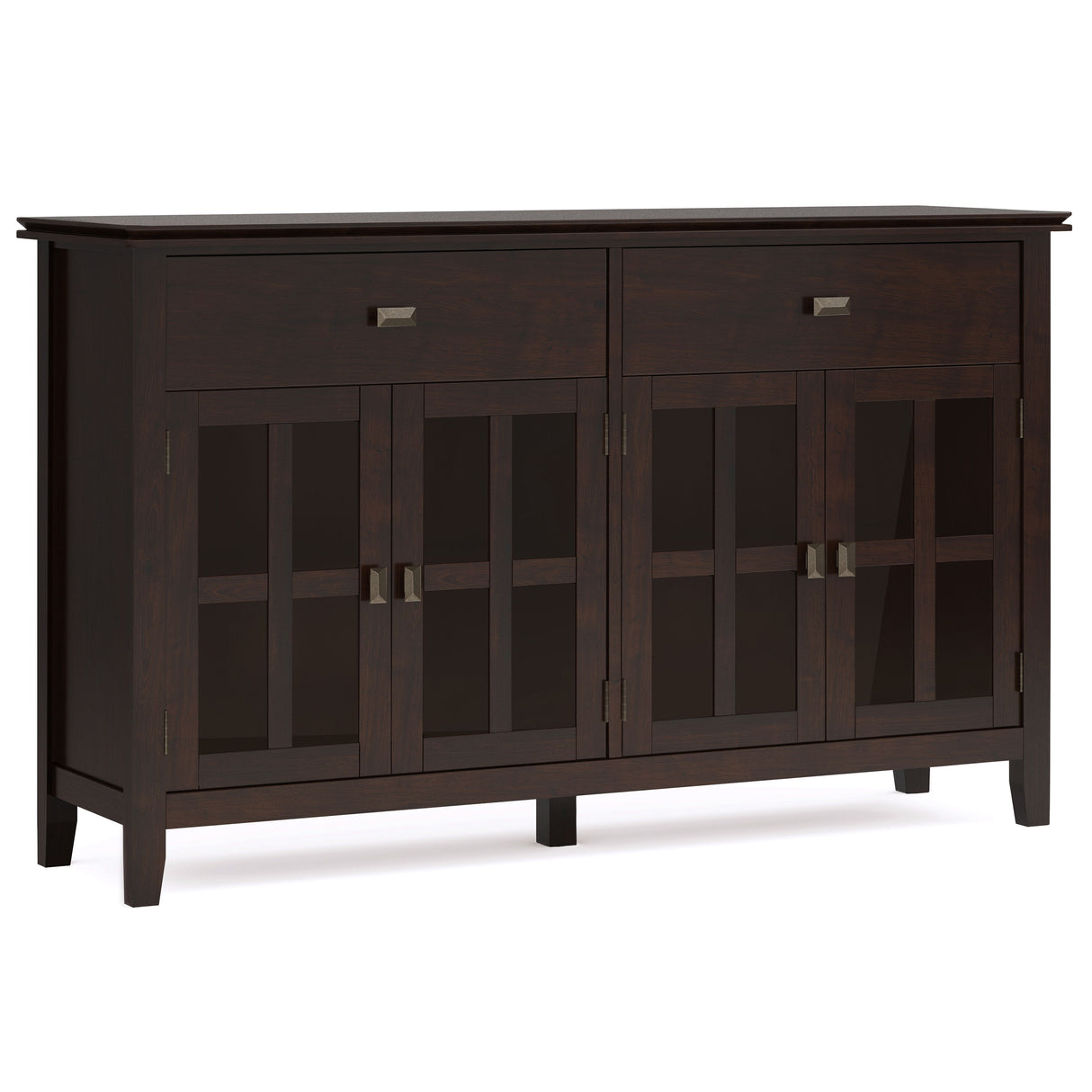 Artisan - Large 4 Door Sideboard Buffet - Dark Chestnut Brown by Simpli-Home | Bel Furniture