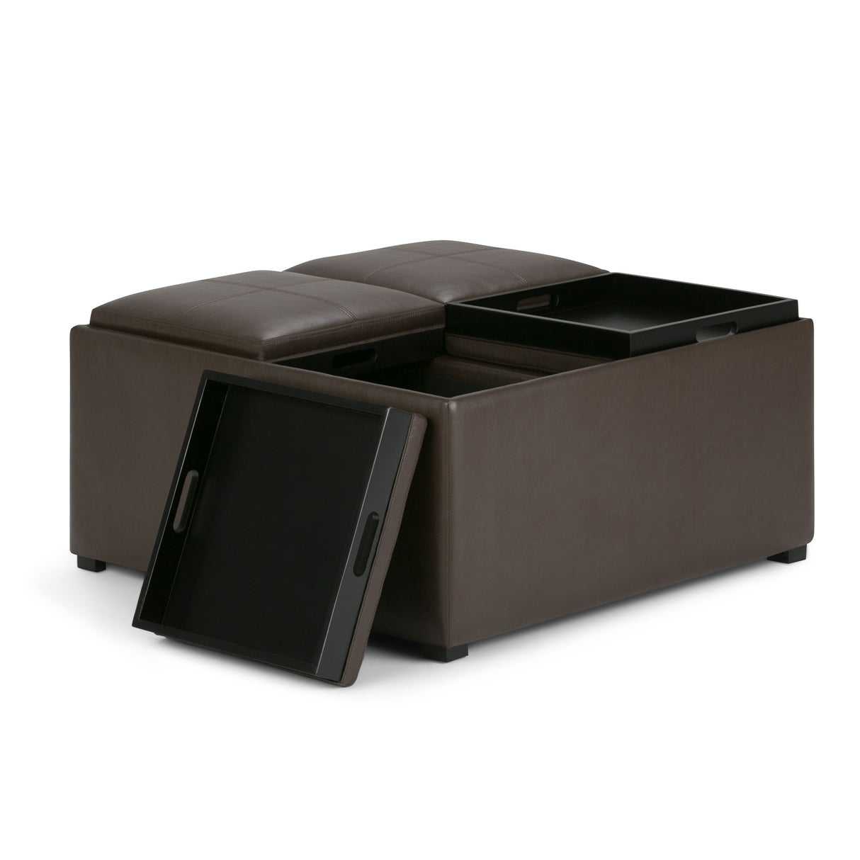 Avalon - Square Coffee Table, Storage Ottoman by Simpli-Home | Bel Furniture