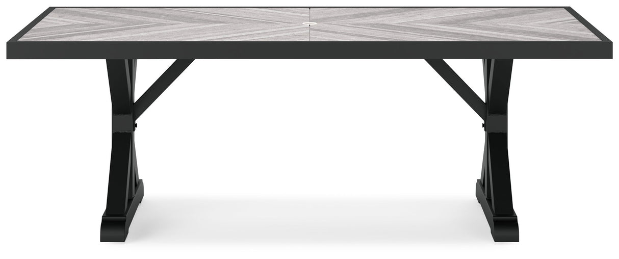 Beachcroft - Rectangular Dining Table With Umbrella Option - Black / Light Gray