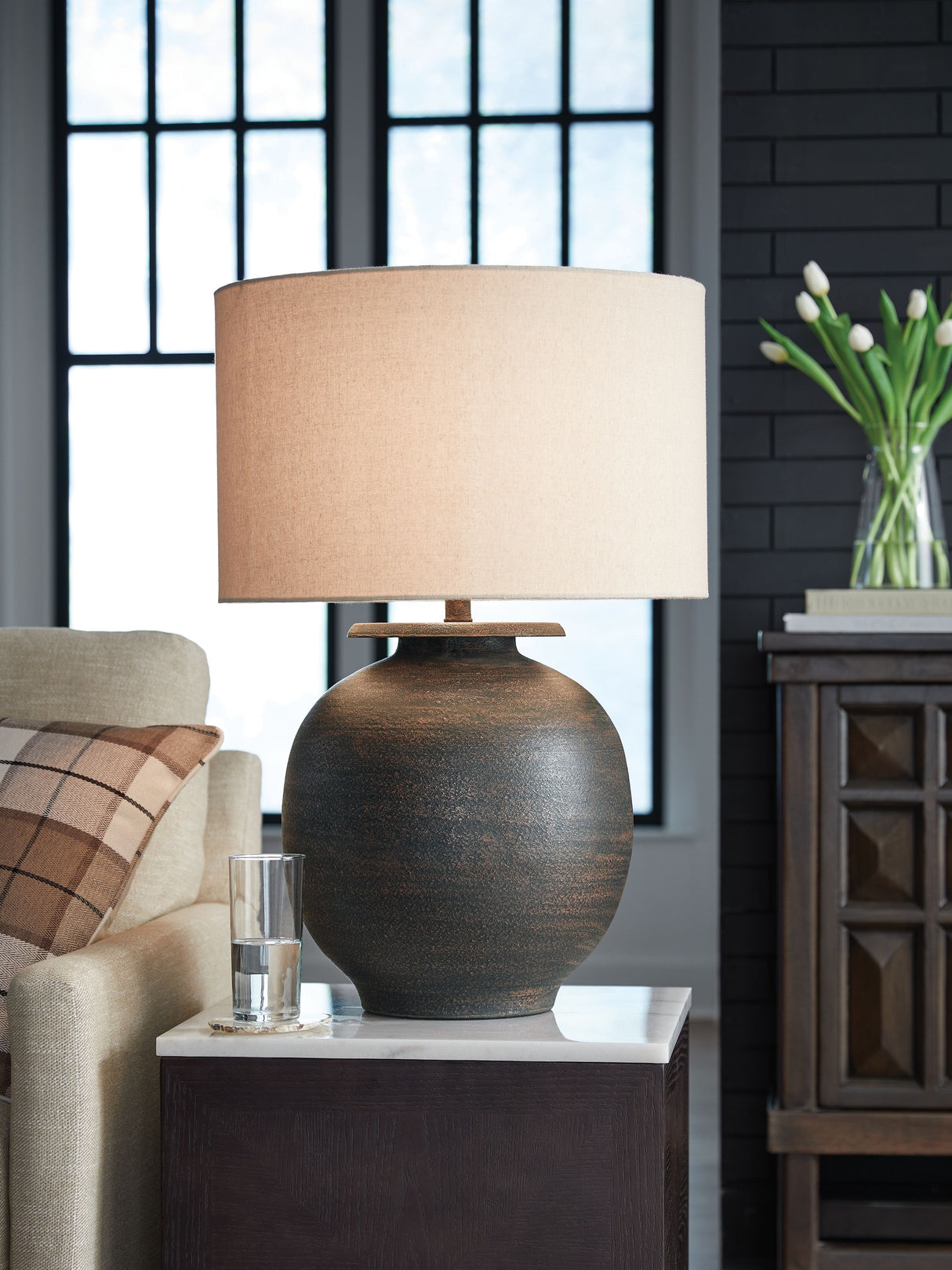 Carlenbury - Antique Brown - Metal Table Lamp by Signature Design by Ashley® | Bel Furniture
