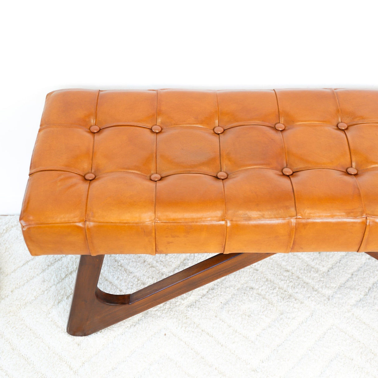 Mia - Bench With Buttons - Brown / Rustic by Ashcroft Furniture | Bel Furniture