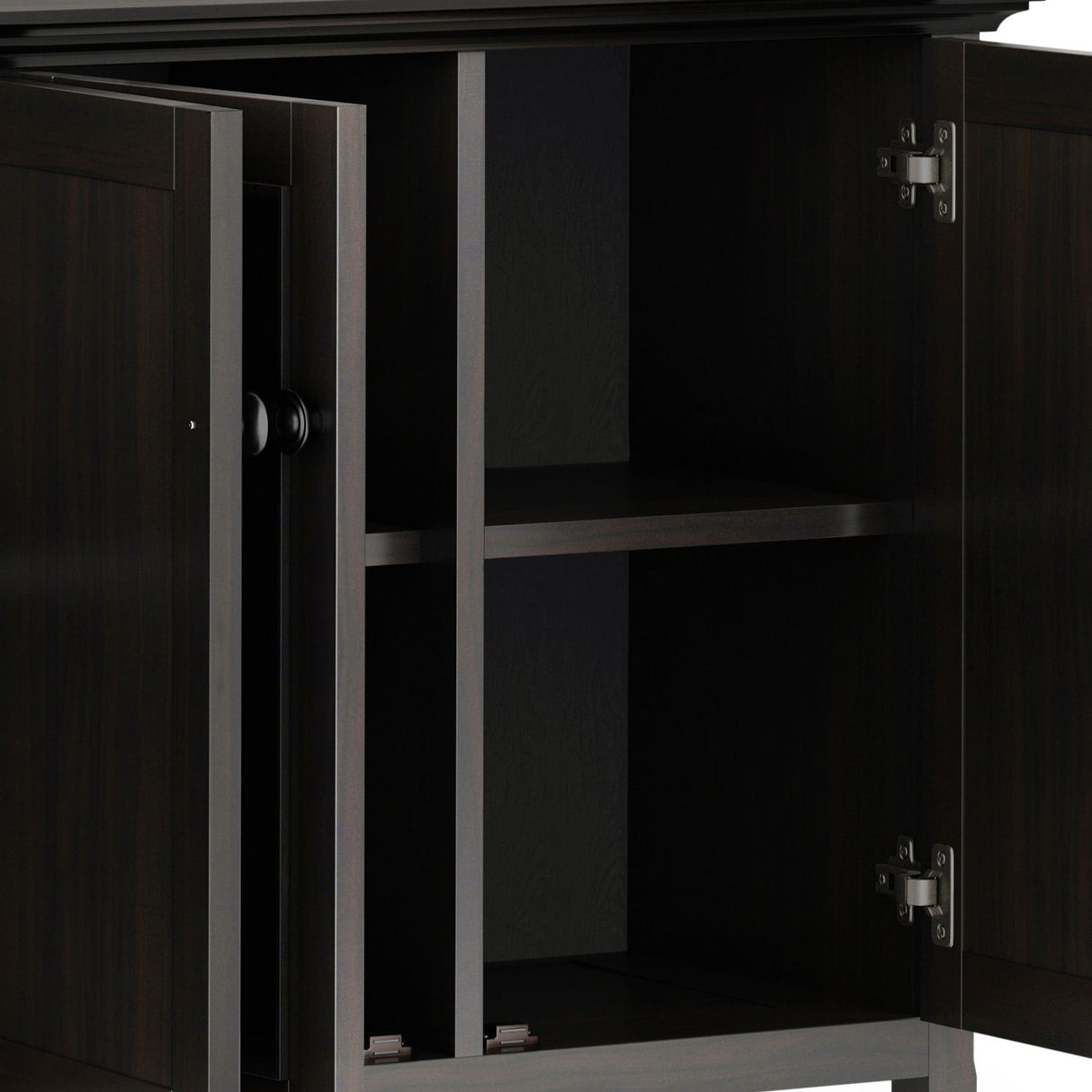 Amherst - Wide 4 Door Storage Cabinet - Hickory Brown by Simpli-Home | Bel Furniture