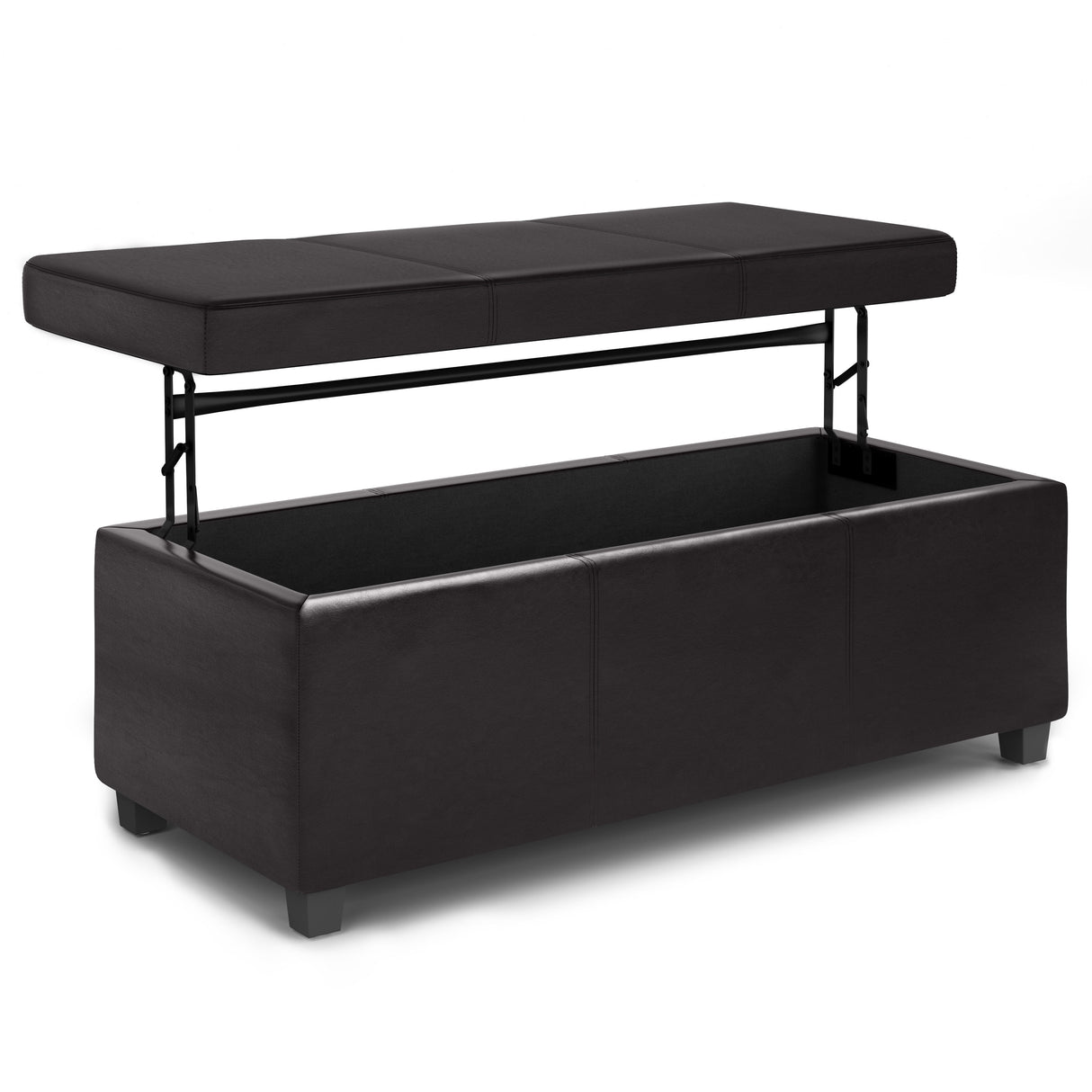 Avalon - Lift Top Rectangular Storage Ottoman - Tanners Brown by Simpli-Home | Bel Furniture