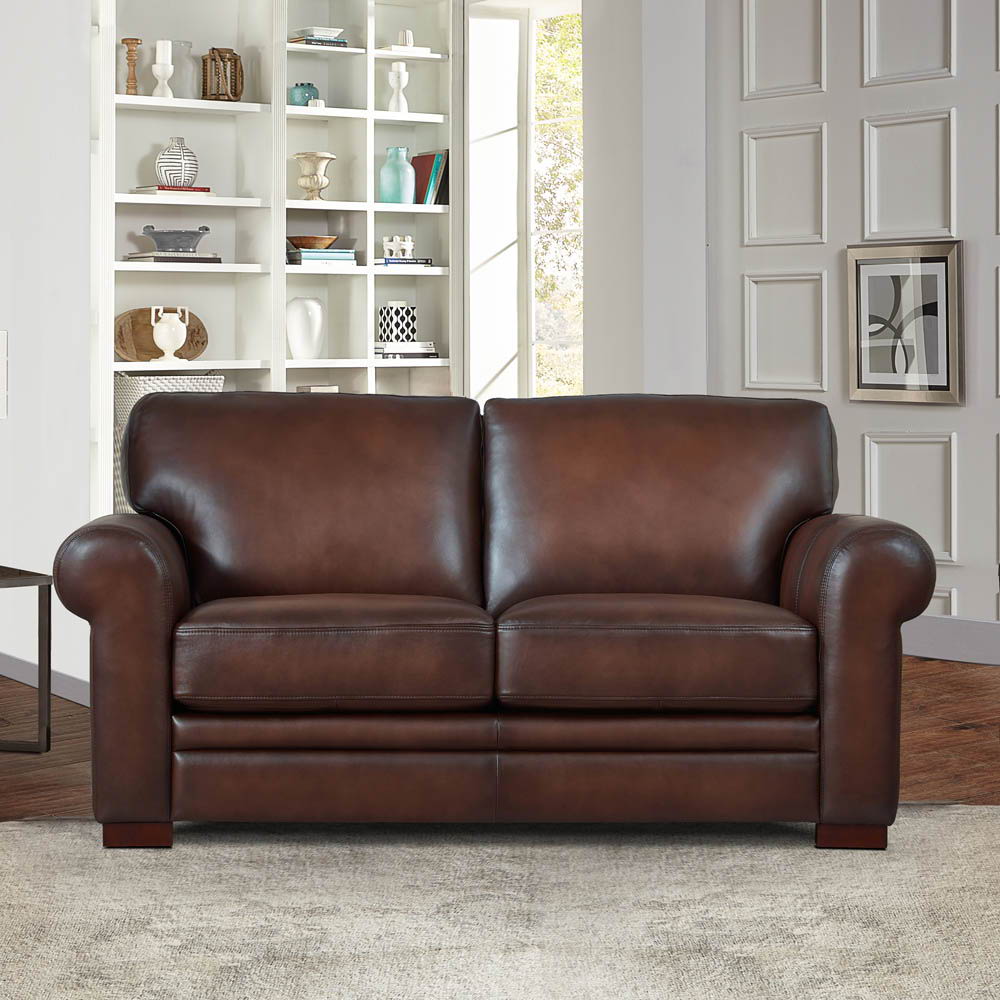 Brookfield - Leather Loveseat Dark Brown by Hydeline Furniture | Bel Furniture