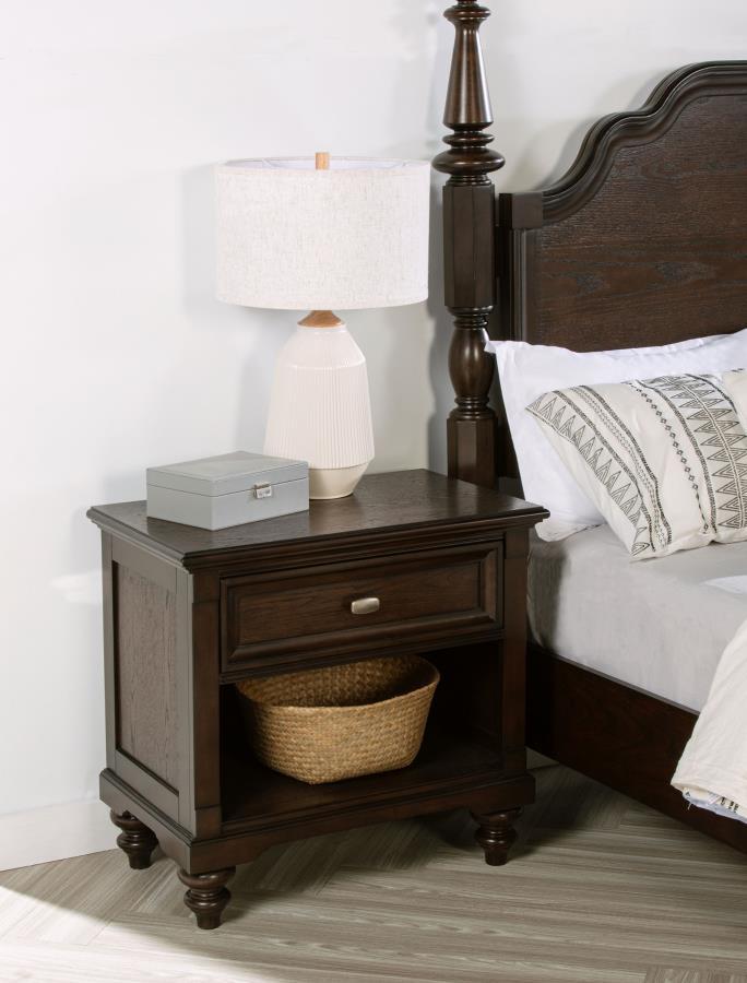Andover - 1-Drawer Nightstand Bedside Table - Dark Oak by Coaster Fine Furniture | Bel Furniture
