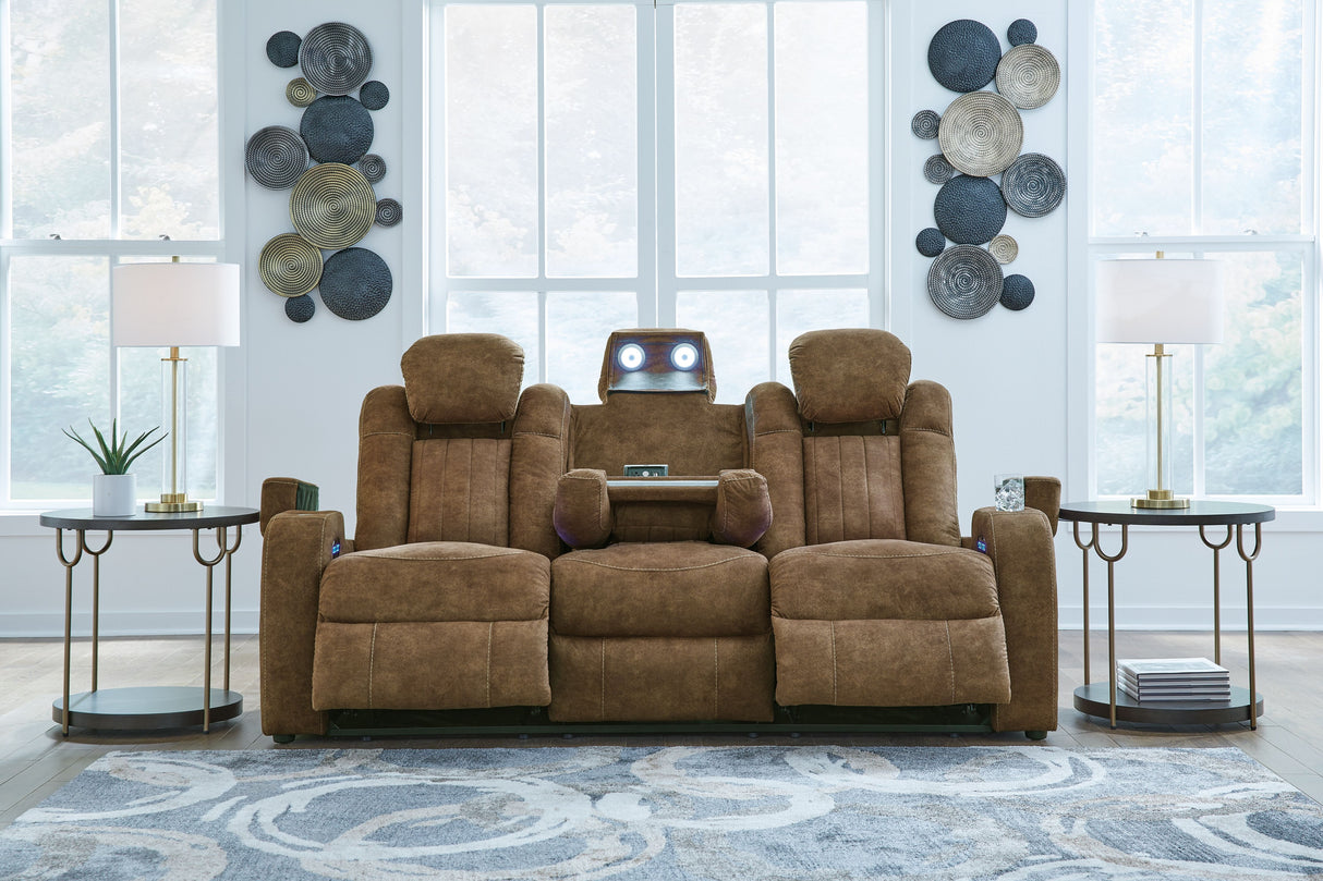 Wolfridge - Brindle - Power Reclining Sofa With Adj Headrest by Signature Design by Ashley® | Bel Furniture