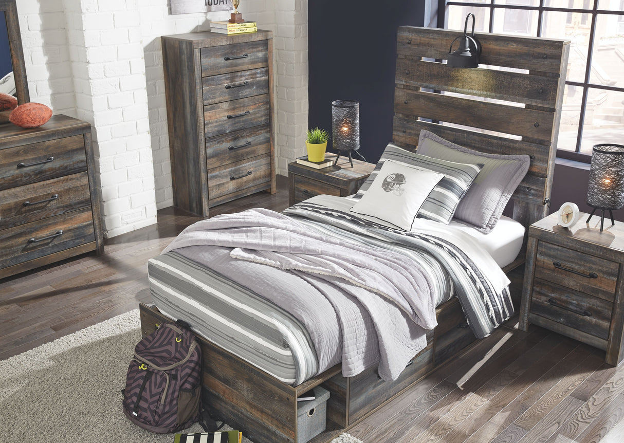 Drystan - Youth Panel Bedroom Set 6 Pc. - Dresser, Mirror, Panel Bed Twin 2 Drawers by Signature Design by Ashley® | Bel Furniture