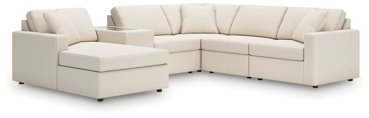 Modmax - Oyster - Sectional White 6 Pc. Sectional With Laf Corner Chaise, Raf Corner Chair And Storage Console by Signature Design by Ashley® | Bel Furniture