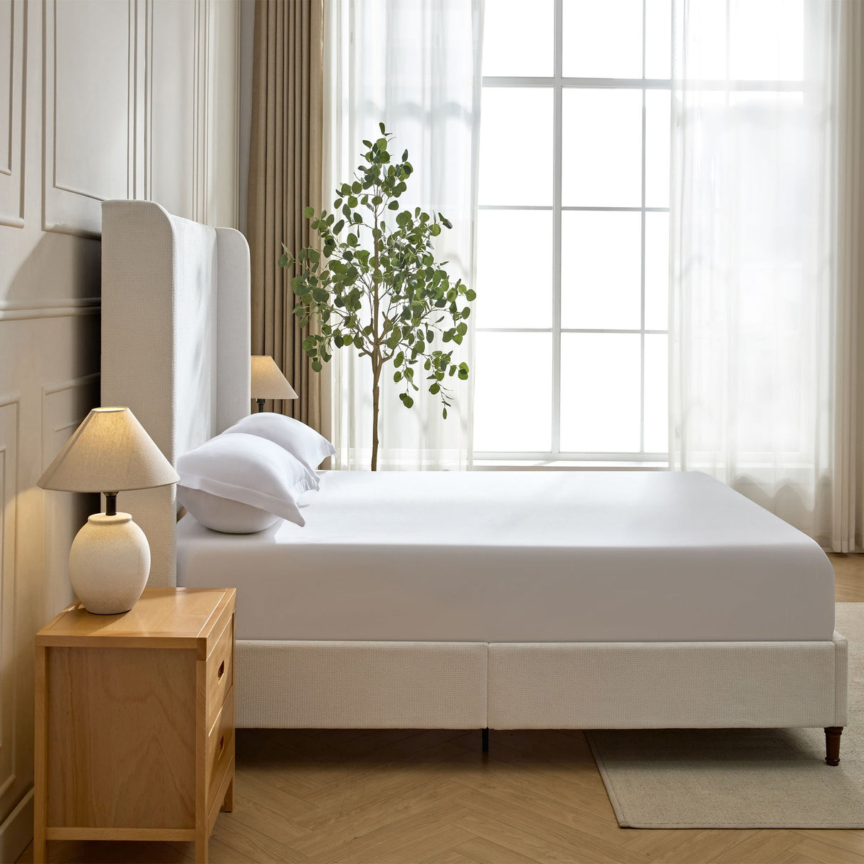 Harper - Tall Headboard Upholstered Bed / High Headboard / Elegant Simplicity / No Box Spring Needed