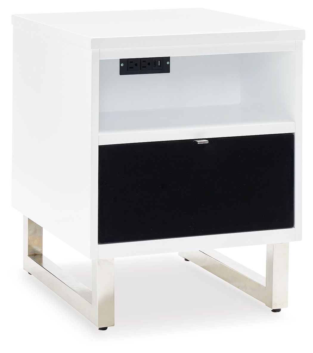 Gardoni - White / Black - Chair Side End Table by Signature Design by Ashley® | Bel Furniture