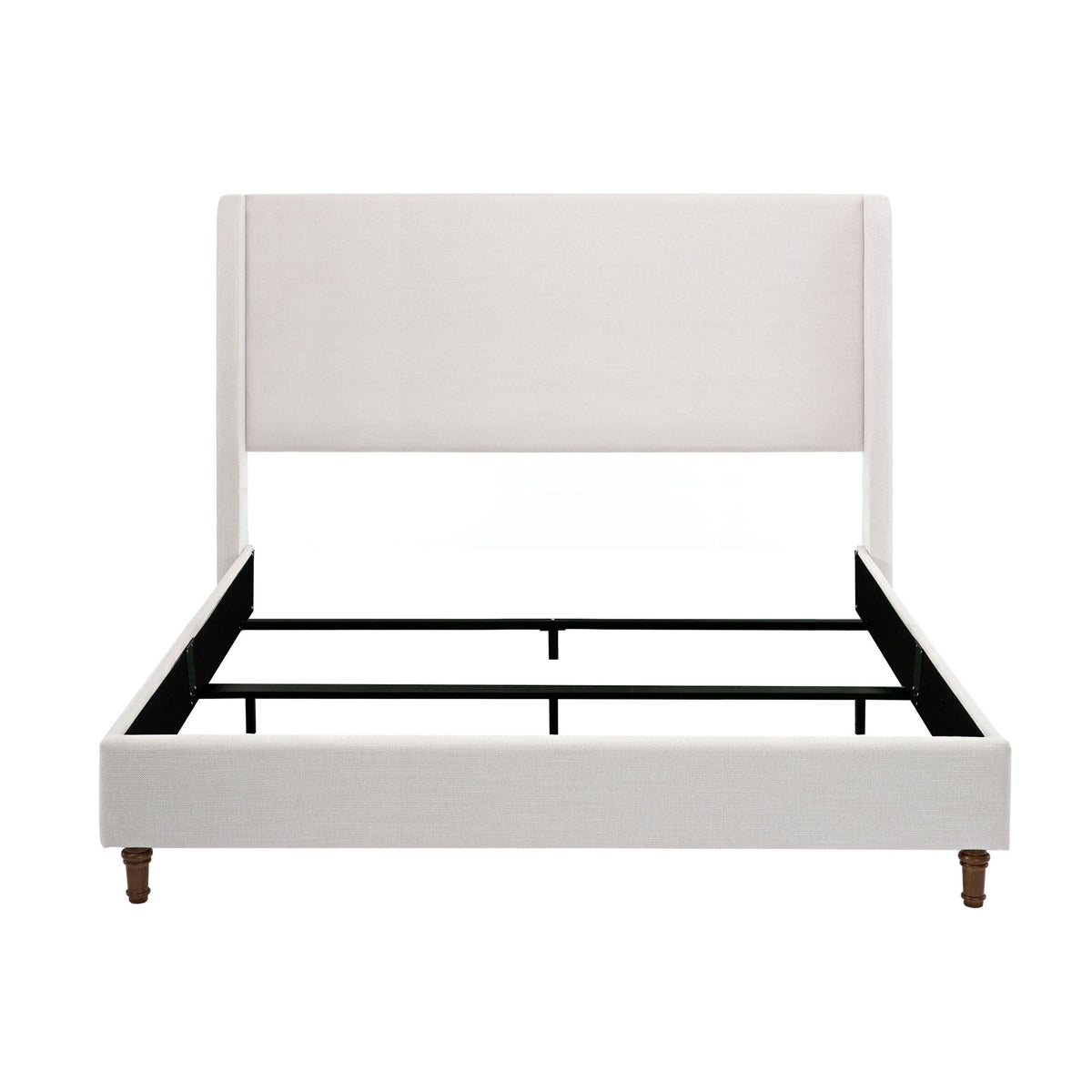 Hayden - King Size Upholstered Wingback Bed With And Tall 54" Headboard - Ivory