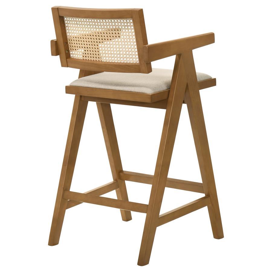 Kane - Woven Rattan Wood Bar Chair (Set of 2) - Light Walnut by Coaster Fine Furniture | Bel Furniture